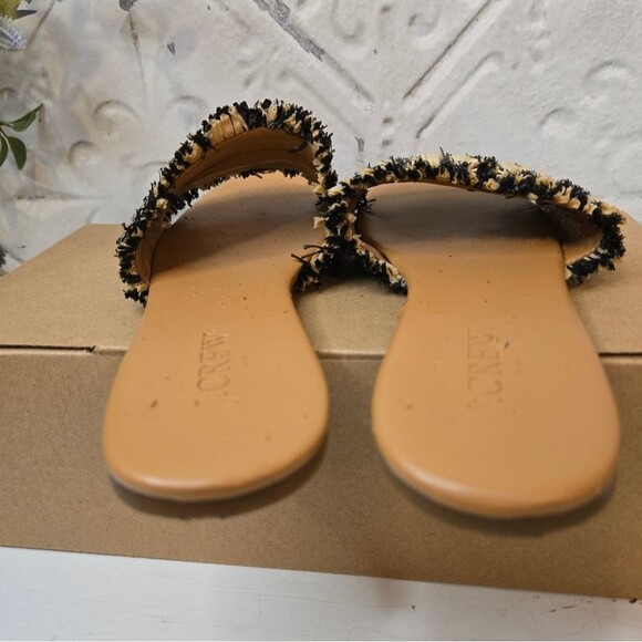 J Crew Black and Natural Raffia beach slide sandals - Preowned  - size 6 - Picture 5 of 13